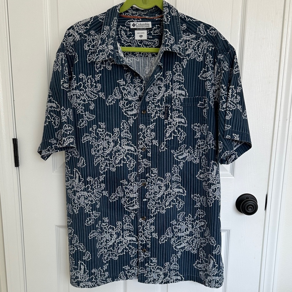 Columbia Men's Navy Floral Button Down Shirt